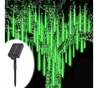 ACESOME Solar Outdoor Christmas Lights, Meteor Shower Lights, 30CM 8 Tube Icicle Lights Outdoor, Waterproof Falling Rain Light for Halloween, Xmas Decorations, Window, Wedding & Party (Green)