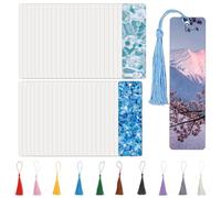 AceSubli 50 Pcs Metal Sublimation Bookmarks Double Sided, 6"x1.5" Sublimation Bookmark Blank Bulk Aluminum Sublimation Blanks DIY Bookmarks with Hole and Colorful Tassels for Crafts Gift 0.45mm Thick