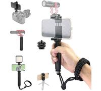 Acetaken Metal Phone-Holder with Handle-Grip and Wrist Strap Vlogging Kit Compatible with RØDE VideoMicro II/VideoMic GO II/Pro+/Pro R/NTG Shotgun Microphones and iPhone Samsung Smartphones