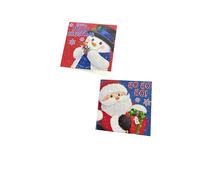 Acetate Box of 20 Luxury Christmas Greeting Cards with Envelopes| 2 Cute Lovely Festive Designs| Size 10.5x10.5cm| Santa, Snowman, Sleigh, Christmas Tree| Kids School Party Stocking Fillers (Snowman)