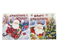 Acetate Box of 20 Luxury Christmas Greeting Cards with Envelopes| 2 Cute Lovely Festive Designs| Size 10.5x10.5cm| Santa, Snowman, Sleigh, Christmas Tree| Kids School Party Stocking Fillers (Santa)
