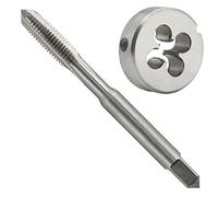 Aceteel No 12-28 UNF Tap and Die Set, 12 x 28 UNF Right Hand HSS Machine Thread Tap and 12 x 28 UNF Alloy Tool Steel Round Die