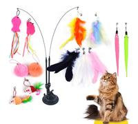 ACETEND Cat Toys,13 PCS Interactive Cat Feather Toys for Indoor with Bells, Sticky Super Suction Cup,2 Feather Wands for Chase, Jump & Play Tools for Kittens & Adult Cats