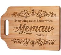 AceThrills Memaw Gifts for Memaw Birthday Christmas Gifts - Engraved Bamboo Cutting Board 12.3"L × 8.7"W × 0.4"Th