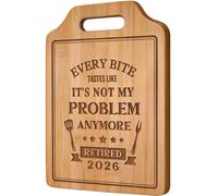 AceThrills Retirement Gifts for Men, Retirement Party Decorations, Retired Gifts for Men, Teacher - Engraved Bamboo Cutting Board (Every Bite tastes Like It's Not My Problem Anymore)