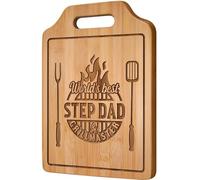 AceThrills Step Dad Gift, Birthday Gifts for Step Dad - Engraved Bamboo Cutting Board 12.3"L x 8.7"W x 0.4"Th - Step Dad Father Day Gifts, Step Dad Christmas Gifts