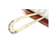 Acetic acid with diamonds, elegant temperament U-shaped hairpin, simple disc hair artifact, ball head hair accessories (white)