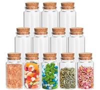 Acetiti 12 Pcs 100ml Mini Glass Bottles, Small Glass Jars with Cork Stoppers Lids, Empty Spell Jars Miniature Potion Bottles Message Wishing Bottle for Wedding Party Favours DIY Crafts Decoration