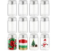 Acetiti 12 Pcs 100ml Small Glass Jars with Aluminum Screw Top, 45mm x 80mm Clear Glass Bottles Empty Sample Jars Tiny Vials for Spices Cosmetic DIY Crafts Decorations Wedding Party Favors