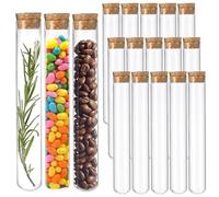 Acetiti 15 Pcs 30ml Glass Test Tubes with Cork Stoppers, 20x150mm Clear Bath Salt Test Bottle Glass Tubes Container Vials for Flower DIY Craft Spices Liquid Gumball Candy Storage Party Favors