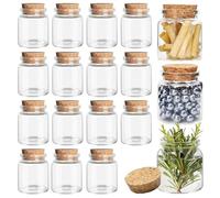 Acetiti 15 Pcs 50ml Small Glass Jars with Cork Stoppers, 45mm x 53mm Clear Glass Bottles Empty Mini Storage Bottles Spell Jars Message Bottle for Wedding Party Favors DIY Crafts Art Decoration