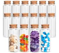 Acetiti 16 Pcs 80ml Glass Bottles with Cork Stoppers, Small Wishing Bottles Mini Miniature Potion Bottle Empty Spell Storage Gift Jars for Candy Spices Crafts Projects Wedding Decoration