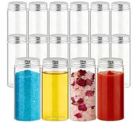 Acetiti 16 Pcs 80ml Mini Glass Jars with Screw Aluminum Cap, Clear Small Glass Storage Bottles Empty Round Vials for Kitchen Home Spices Sample Liquid Beads Wedding Art Deco