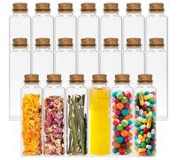 Acetiti 20 Pcs 50ml Mini Glass Jars with Cork Stoppers, Small Glass Wishing Bottles Empty Spell Jars Clear Flat Bottom Test Tube for Candy Bath Salt DIY Crafts Party Favours Wedding Decoration