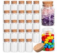 Acetiti 24 Pcs 40ml Small Glass Bottles, Mini Glass Jars with Cork Stoppers Empty Spell Jars Glass Vials Miniature Potion Bottle for DIY Arts Crafts Project Decoration Wedding Party