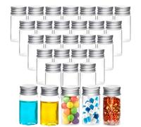 Acetiti 30 Pcs Glass Test Tubes with Screw Caps, 25ml Glass Vials Transparent Flat Bottomed Container Tubes Empty Clear Sample Test Bottle for Candy Storage Bath Salts Liquids Art Craft (25ml)