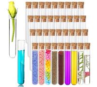 Acetiti 36 Pcs 10ml Glass Test Tubes, 15x100mm Transparent Test Tubes with Cork Stoppers Clear Sealing Storage Glass Tube for Wedding Favour DIY Craft Candy Spices Seeds Party Decoration