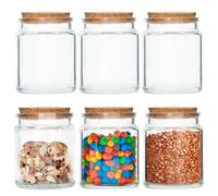 Acetiti 6 Pack 7 oz Glass Jars with Cork Stopper Lids, 200ml Clear Empty Storage Bottles Thick Glass Favor Jars Canister Jar Containers for DIY Organiser Candle Making Spice (Clear)