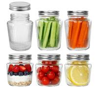 Acetiti 6 Pack Glass Mason Jars with Lids - 8oz & 17oz Mixed Sizes, Heavy Duty Clear Glass Preserving Jars with Labels, Airtight Pickling Jars for Food Storage, Meal Prep, Jam, Spice