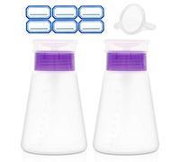 Acetone Pump Dispenser Push Down Pump Dispenser Lockable Alcohol Dispenser Bottle 2 Packs 180ml One-Touch Pump Dispenser Empty Bottle For Alcohol,Acetone,Nail Polish & Makeup Remover, Toner ect.