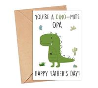 AcevedoDesign Dinosaur Father's Day Card - Opa Card - Cute Fathers Day Card For Opa - Dino Father's Day Card From Kid Toddler Baby - Happy Fathers Day Gift - You're A Dino-Mite Opa Card