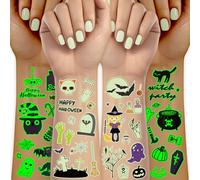 Acevegue 30 Sheets Halloween Tattoos for Kids, 330 Luminous Temporary Tattoos for Halloween Party Bag Fillers, Halloween Decorations Treats Activities Lights up Toys Costumes Accessories