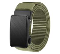 Acewin Mens Belt, 1.5" Automatic Buckle Nylon Ratchet Belts, Adjustable No-Hole Work Belt, Golf Belt (Army Green, 120 CM)