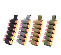 ACEXIER 4PCS 6 Round Shell Holder Tactical Shotgun Buttstock 12/20GA Cartridge Shell Case Bag Military Elastic Ammo Bullet Carrier Holster(4 Color Included)