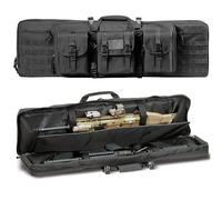 ACEXIER Double Rifle Bag Padded Lockable Carbine Long Rifle Bag Rifle Backpack Gun Bag for Hunting Shooting Range Firearm Transportation with Molle System, Black, (AT413)