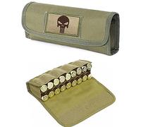 ACEXIER Hunting Military 18 Round Tactical Molle Cartridge Shell Holder Ammo Bag Pouch Military Waist Bag 12/20 Gauge Gun Bullet Pouch（Include One Tactical Patch）
