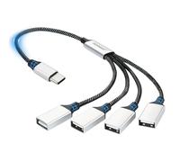 aceyoon 1 in 4 USB C Splitter Cable, USB2.0 Multiport Y-splitter Adapter Type C Male to 4 USB A Female Extension Cable Mini-hub Supporting OTG 480Mbps Transfer/5W Charging for Computer, Flash Drive