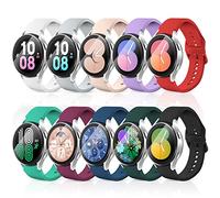 aceyoon 10PCS Straps Compatible with Samsung Galaxy Watch 7 6 5 4 40mm 44mm/ FE 40mm/ 5 pro 45mm, Soft Silicone Watch Strap Replacement 20mm Women Men ((Large, 180-220mm)