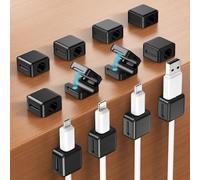 aceyoon 12 Pack Magnetic Cable Clips, Cable Tidy Clips Magnetic Desk Cable Clips Management, Cord Organizer Holder for Desk, Power Cable, USB Charging Cable, Chargers, Audio Cable, Black