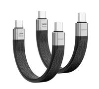 aceyoon 2 Pack Coiled USB C to USB C 240W, Retractable USB C Cable 90 Degree PD Fast Charging Cable Compatible with iPhone 16 15 Series, Galaxy S24 S23 Ultra, extended from 0.3m to 0.8m