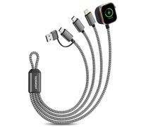aceyoon 3 in 2 Multi USB C Cable Type C/USB A to Lighting, Type C/USB A to C Multi Charging Cable for Apple Watch Charger and iPhone 23.5 cm, for iWatch 10 9 8, for iPhone 17 16 15 13 12 Pro Max