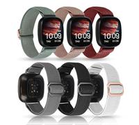 aceyoon 6 Pack Straps Compatible with Fitbit Versa 4/Versa 3/Sense Strap, Soft Elastic Nylon Sport Replacement Band for Women & Men (5.9-8.5 inch)