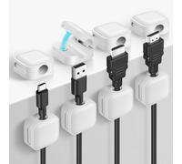 aceyoon 8 Pack Cable Tidy Clips, Magnetic Cable Clips Cord Organizer Holder Desk Cable Management Self Adhesive Wire Holder for USB Charger Cable, Wall, Car, Office, Home (White)
