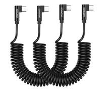 aceyoon Coiled USB C to USB C Cable [2Pack 0.3M-1.5M], PD 60W USB C Car Charger Cable Retractable Spring Right Angle Lead Compatible with iPhone 17 16 15 Plus Pro Max, Galaxy S25 S24 S23