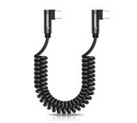aceyoon Coiled USB C to USB C Cable 90 Degrees, PD 60W Type C Car Charger Cable, Retractable Spring Right Angle Cords Compatible with iPhone17/Pro/Plus/Pro Max, Extended from 0.3 m to 1.5 m