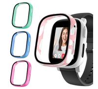 aceyoon Cover for XPLORA X6 Play, 4 Pieces Hard PC Protective Case HD Ultra Thin Tempered Glass Anti-Scratch Resistant Overall Film (Pink/Cow Print/Blue/Green)