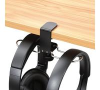 aceyoon Headphone Stand Dual hooks Headset Holder Under Desk Foldable Earphone Stand Hook Aluminum & Silicone Universal Headphone Hanger Mount for Xbox Headset Gaming, Studio Headphones
