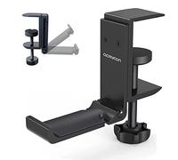 aceyoon Multi-function Headphone Stand, Foldable VR Headset stand Aluminum & Silicone Headset Holder Adjustable Headphone Hanger Hook Under Desk Mount compatible for xbox headset gaming headset etc
