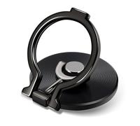 aceyoon Phone Ring 360°Adjustable Mobile Phone Stand Universal Finger Holder Grip Zinc Alloy Ring Stand for iPhone 16 15, Galaxy 24 23, 4"-8" Smartphones - Black