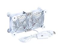 aceyoon USB Dual Fan 80mm White, 5V Double PC Fan with 8 Shock Absorbent Feet Silent Computer Ventilator with 3 Adjustable Speeds Cooler Mini Blower with Metal Grille for PS5/Laptop/TV Box/Router