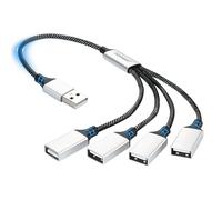 aceyoon USB Splitter Cable 0.5m, USB2.0 Multiport Y-splitter Adapter USB A Male to 4 Female Extension Cable Mini-hub supporting 480Mbps data Transfer/Charging for Laptops, Macs, PCs, Flash Drive