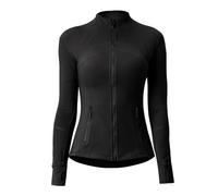Aceyurre Women's Running Athletic Sports Workout Jacket with Pockets Slim Fit Full Zip, Black, 16