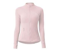 Aceyurre Women's Running Athletic Sports Workout Jacket with Pockets Slim Fit Full Zip (US, Numeric, 10, Regular, Regular, Pink)
