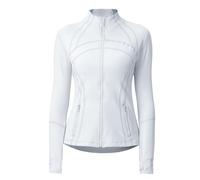 Aceyurre Women's Running Athletic Sports Workout Jacket with Pockets Slim Fit Full Zip (US, Numeric, 2, Regular, Regular, White)