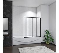 Acezanble 1000x1400mm New Black Framed 4 Folding Pivot Shower Bath Screen Panel