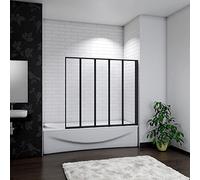 Acezanble 1200x1400mm New Black Framed 5 Folding Pivot Shower Bath Screen Panel